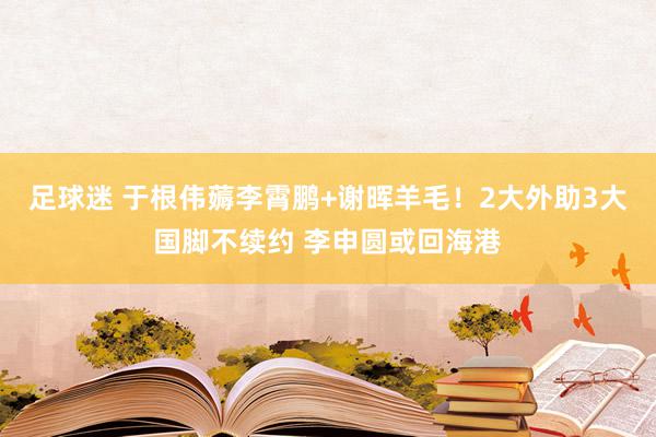 足球迷 于根伟薅李霄鹏+谢晖羊毛！2大外助3大国脚不续约 李申圆或回海港