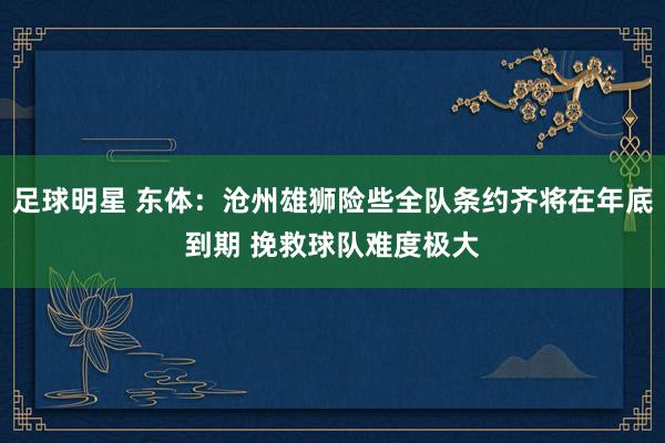 足球明星 东体：沧州雄狮险些全队条约齐将在年底到期 挽救球队难度极大