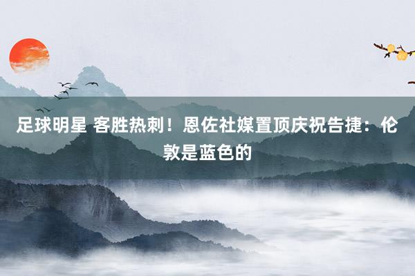 足球明星 客胜热刺！恩佐社媒置顶庆祝告捷：伦敦是蓝色的