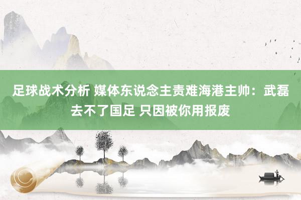 足球战术分析 媒体东说念主责难海港主帅：武磊去不了国足 只因被你用报废